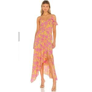 Diane Von Furstenberg NWT Irene Midi Dress Pink Yellow Print Sz 10